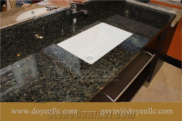 Brazil Verde Uba Tuba Granite Bathroom Vanity Tops Wt Rectangular Ceramic Sink & Strong Packing