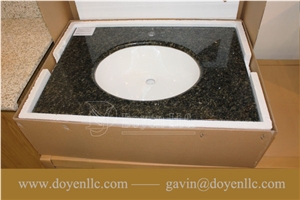 Brazil Verde Ubatuba Granite Bathroom Vanity Tops Wt Rectangular Ceramic Sink & Strong Packing