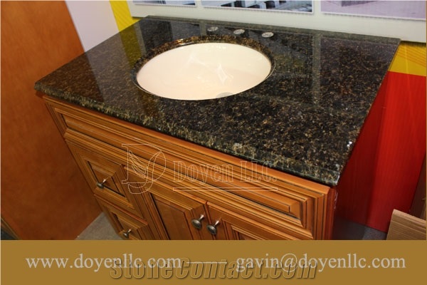 Brazil Verde Ubatuba Granite Bathroom Vanity Tops Wt Rectangular Ceramic Sink & Strong Packing
