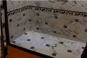 Calcatta White Marble Bathrrom Tub Bases & Shower Wall Tiles
