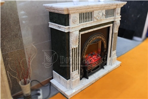 Carrara White Marble Handmade Caved Fireplace European & North American Styles