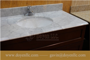Carrara White Marble Vanity Top with Oval Sink Pre-Attached & Nice Package for Wholesale
