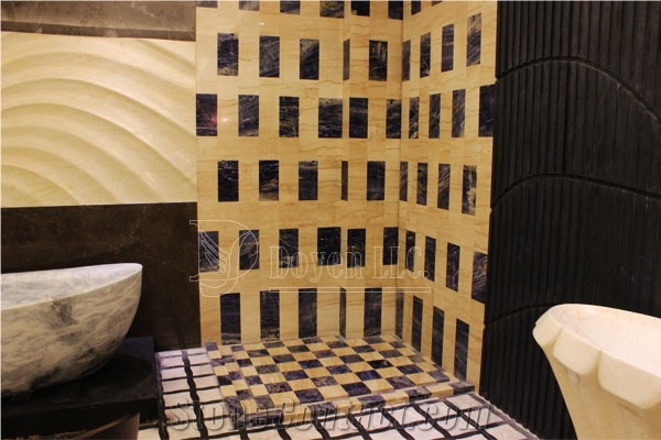 Crystal Oman & Diamon Blue Marble Bathroom Shower Tray & Walling Designs