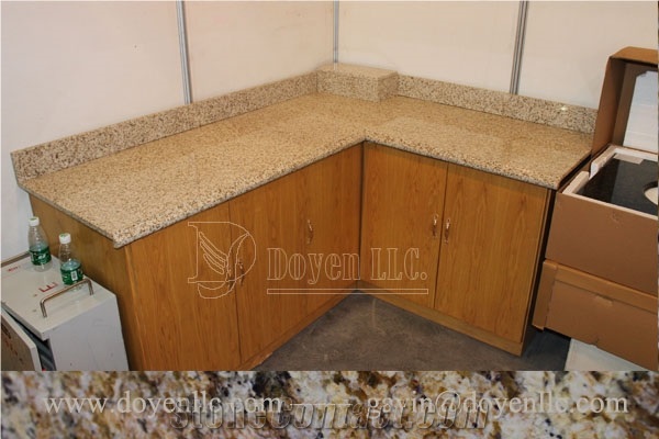 G682 Cheap Chinese Yellow Granite Kitchen Customized Countertops with Splashes, G682, Cheap Chinese Yellow Granite Countertops