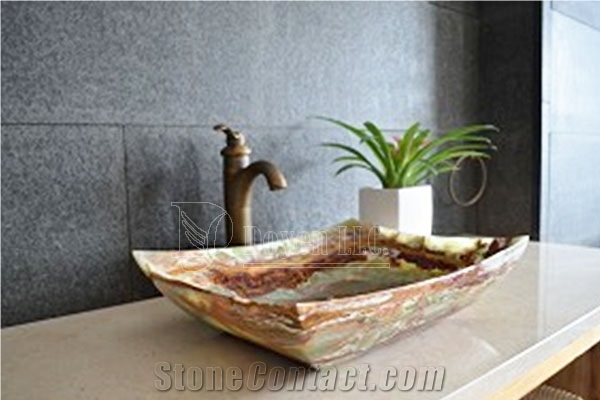 Green Onyx Bathroom Rectangular Basins & Sinks 430x370x127