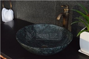 India Dark Green Granite Bathroom Round Sinks & Basins 430x430x135