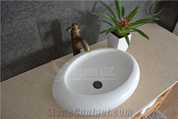 Iran White Onyx Bathroom Round Bowls & Sinks 460x460x140