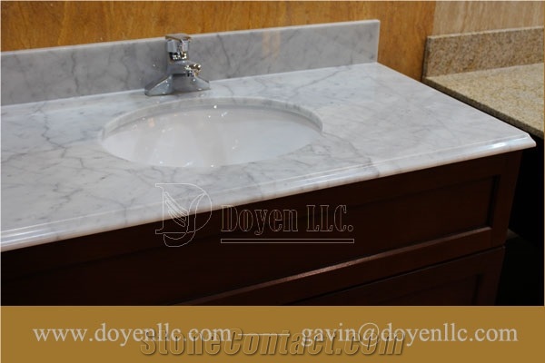 Italy Carrara White Marble Bathroom Vanity Top with Sink & Faucet Pre-Attached for Wholesale and Project