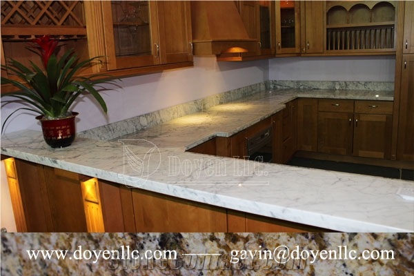 Italy Carrara White Marble Kitchen Customized Countertops & Worktops