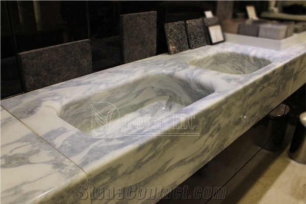 Italy New White Marble One Piece Kitchen Countertops With Sinks From China Stonecontact Com