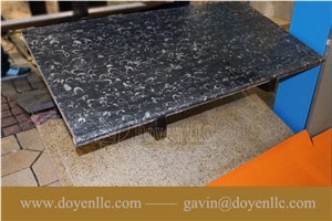 Jarassic Ocean Black Marble Bathroom Vanity Top with Laminated Edge