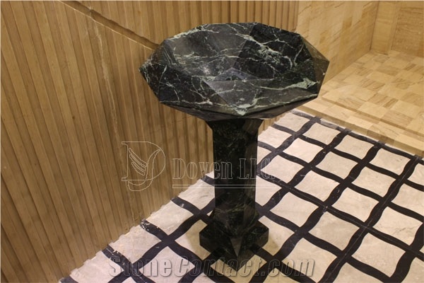 Kashmir Black Marble Bathroom Pedestal Basins & Sinks