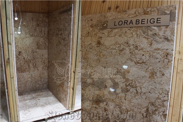 Lora Beige Marble Bathroom Shower Tubs & Walling Designs with Tiles