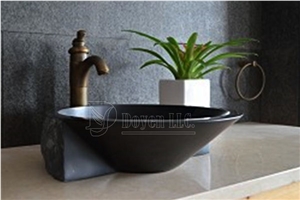 Mongolia Black Basalt Bathroom Square Vessel Bowls & Sinks 400x400x80