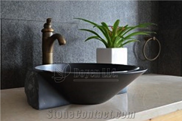 Mongolia Black Bathroom Irregular Basalt Bowls 600x400x100