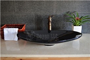 Mongolia Black Granite Bathroom Oval Vessel Sinks 800x360x130