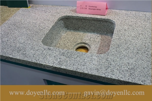Mozart Ruby Granite Bathroom Vanity Top Wt Rectangular Vessel Sink Pre-Attached