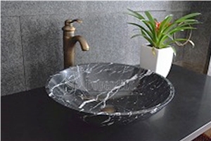 Nero Marquina Marble Round Sinks & Top Bowls 430x430x135