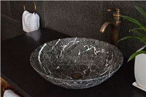 Nero Marquina Marble Round Sinks & Top Bowls 430x430x135