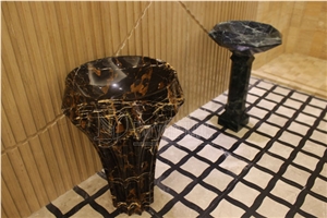 Nero Portero Marble Bathroom Pedestal Sinks & Vessel Basins