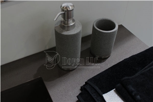 Pure Grey Quartzite Bathroom Accessories W/T Lotion & Tooth Brush Holder & Soap Dish & Tissue Box