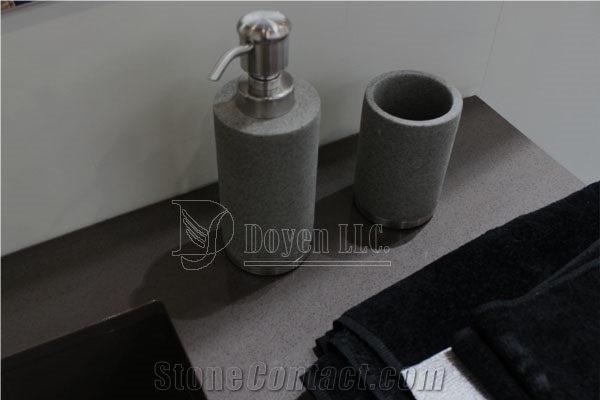 Pure Grey Quartzite Bathroom Tissue Boxes, Accessories W/T Lotions & Tooth Brush Holders & Soap Dishes