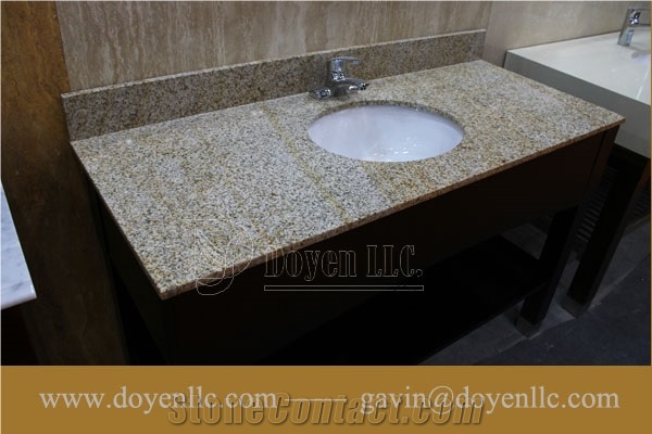 Rusty Yellow, G682 Golden Peach China Granite Bathroom Vanity Top Wt Ceramic Sink