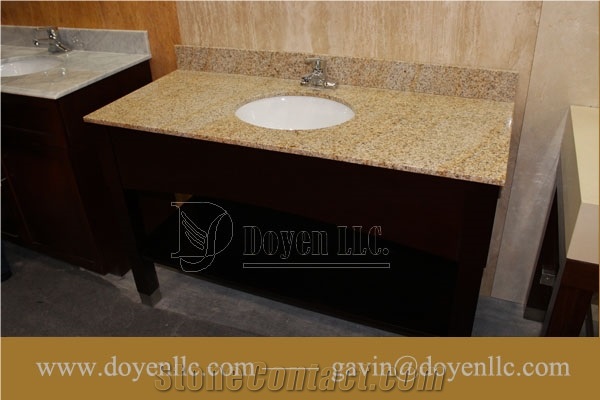 Rusty Yellow, G682 Golden Peach China Granite Bathroom Vanity Top Wt Undermount Ceramic Sink