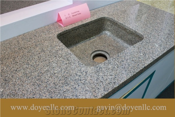 Samoa Beige Granite Bathroom Vanity Top Wt Rectangular Vessel Sink