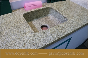 Samoa Beige Granite Bathroom Vanity Top Wt Rectangular Vessel Sink Pre-Attached