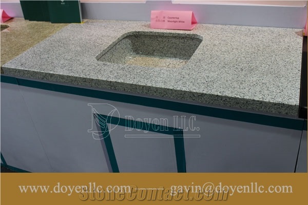 Sand Yellow Granite Bathroom Vanity Top Wt Rectangular Vessel Sink Pre-Attached