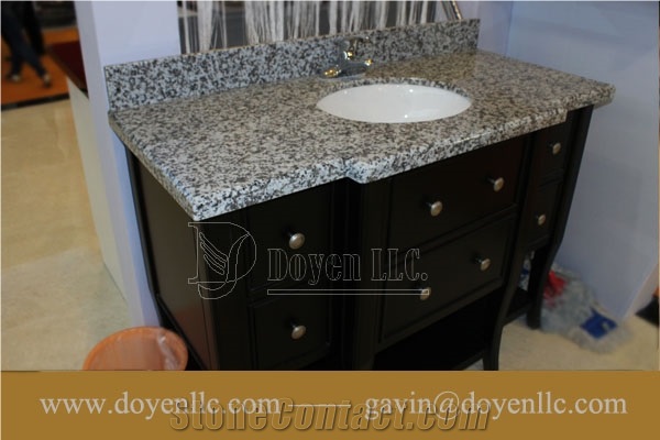 Sea White Spray White Granite Bathroom Vanity Top Wt Oval Black Bowl Pre Attached From China Stonecontact Com