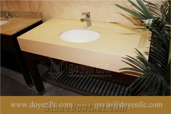 Sgs & Ce & Iaf Approved Quartz, Bathroom Quartz Vanity Top with Apron and Ceramic Sink