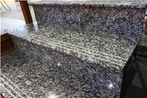 Spray White Granite Interior Stair Treads, Raisers & Steps,Sea Wave White Granite Stair Treads