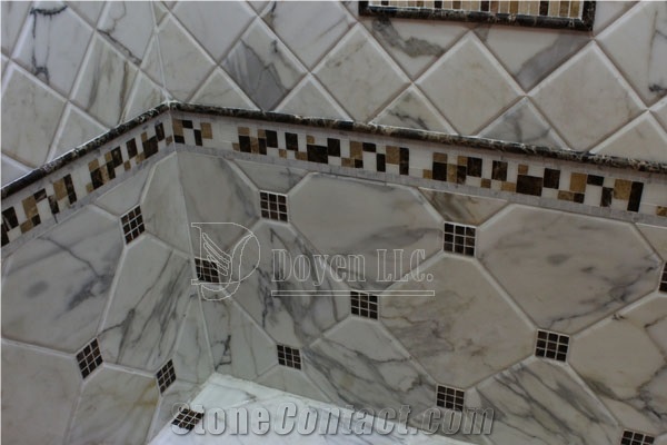 Thassos White Marble Bathroom Shower Tubs & Walling Designs with Tiles