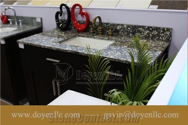 Tropical Green Bathroom Vanity Tops Wt White Under Mount Ceramic Sink Pre-Attached & Good Packaging
