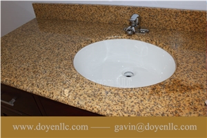 Vietnam Yellow Granite Bathroom Vanity Top Wt White Oval Ceramic Sink Pre-Attached