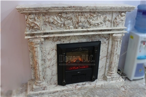 Wall Red China New Marble Handmade Caved Fireplace European & North American Styles