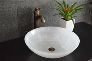 White Onyx Bathroom Round Sinks & Top Bowls 430x430x135