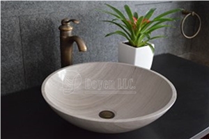 Wood Vein Grey Marble Round Sinks & Top Bowls 430x430x135