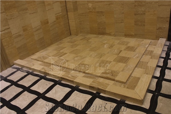Yellow Sandstone Bathroom Shower Tubs & Walling Designs with Tiles & Shower Tray