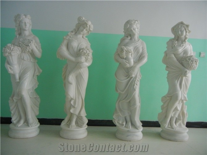 Pure White Marble Sculpture, Western Women
