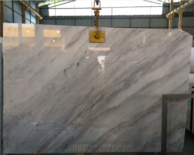 Yunnan White Marble Slab with Cross Veins, Chinese White Marble