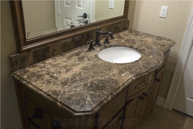 Emperador Dark Marble Bathroom Countertops, Natural Brown Marble Bathroom Countertops