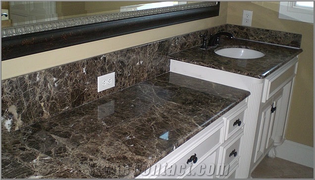 Emperador Dark Marble Bathroom Countertops, Natural Brown Marble Bathroom Countertops