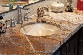 Rainforest Brown Marble Bathroom Countertops