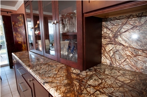 Rainforest Brown Marble Kitchen Countertops
