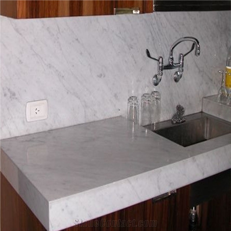 Bianco Carrara White Marble Kitchen Tops