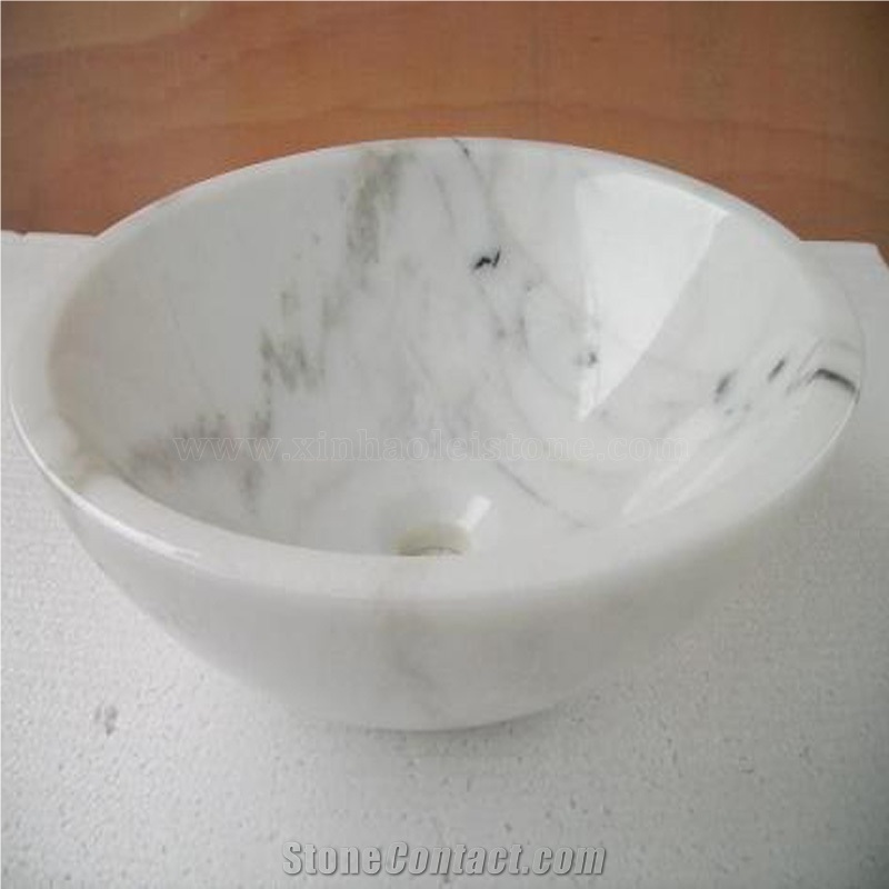 Guangxi White Marble Sink,Round Basin