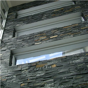 Black Wall Cladding Tiles, Stack Stone, Culture Stone, Ledgestone Panel